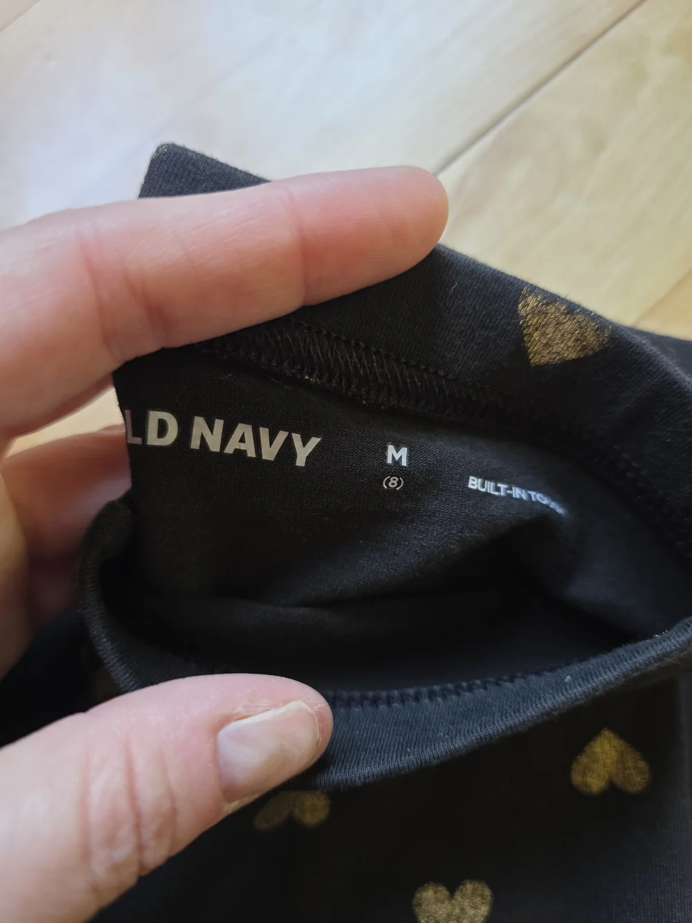 Old Navy Black Leggings with Gold Heart Print